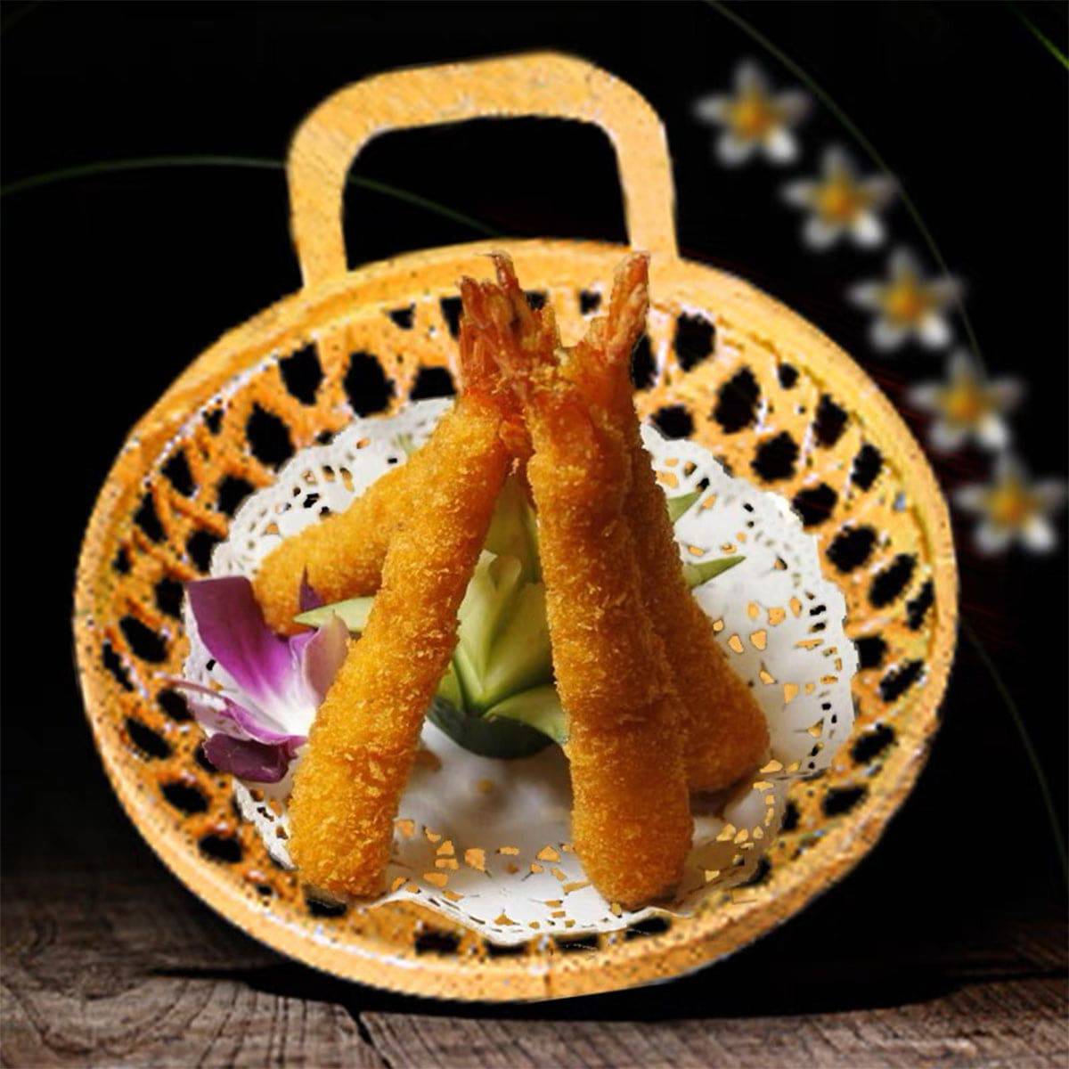 Round Woven Basket with Single Handle, Yellow - Chefcoca