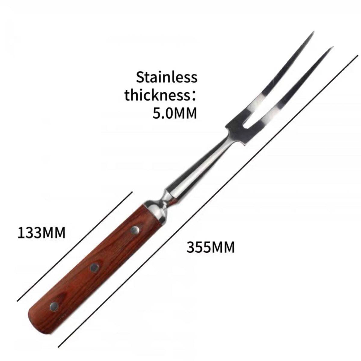 High Quality Wood Handle Stainless Steels Kitchen Carving Fork, 430 s/s - Chefcoca