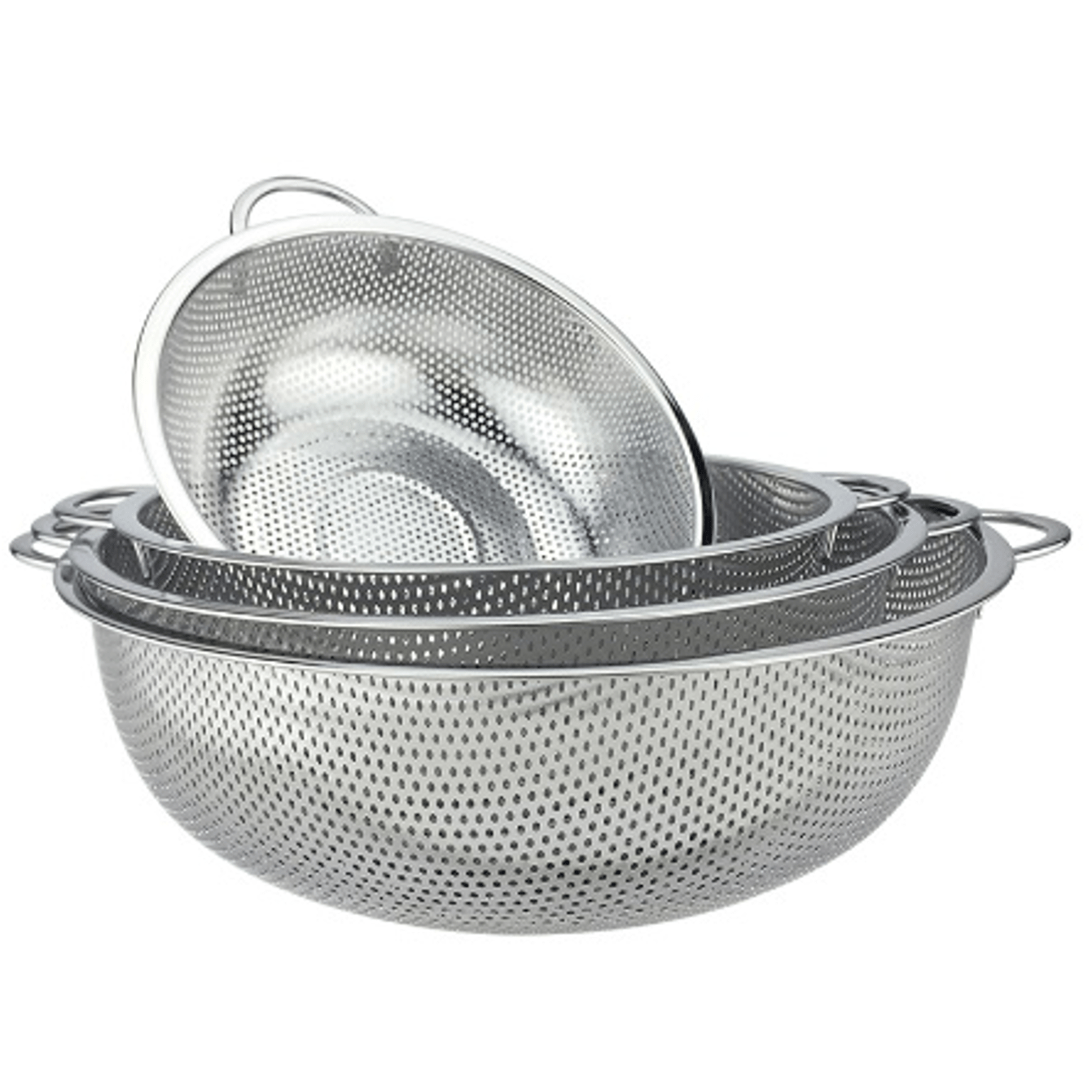 Flat Bottom Stainless Steel Colander with Handles - Chefcoca