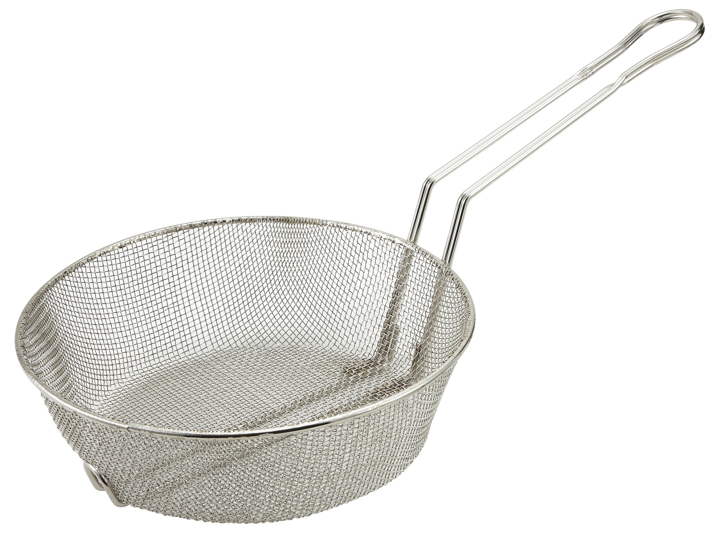 Nickel Plated Steel Culinary Basket with Fine Mesh (8" - 10" Dia.) - Chefcoca
