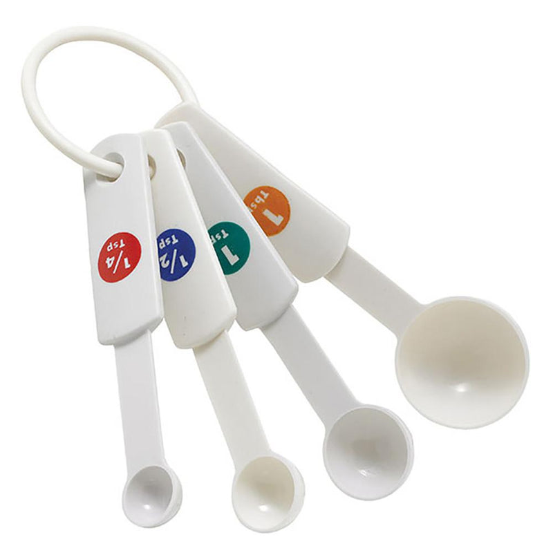 White Plastic Measuring Spoon 4 Piece Set