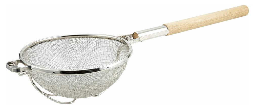 Nickel Plated Reinforced Round Double Mesh Strainer (10.5" Dia.) - Chefcoca