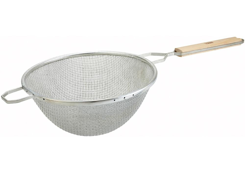 Nickel Plated Medium Round Double Mesh Strainer (10.5" Dia.) - Chefcoca