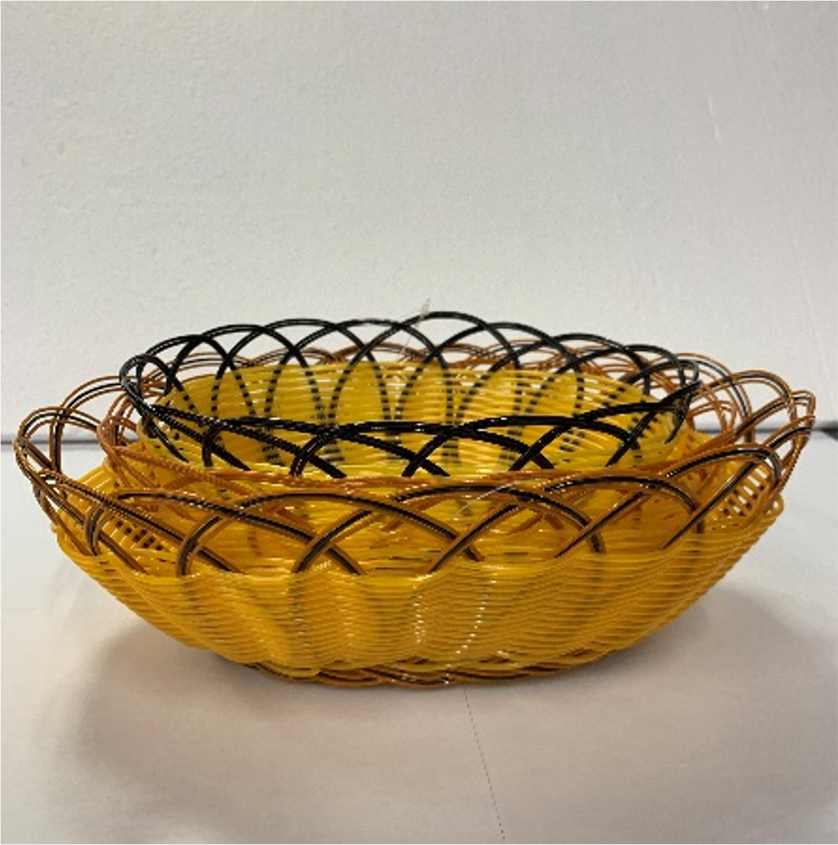 Oval Orange and Black Woven Serving Basket - Chefcoca