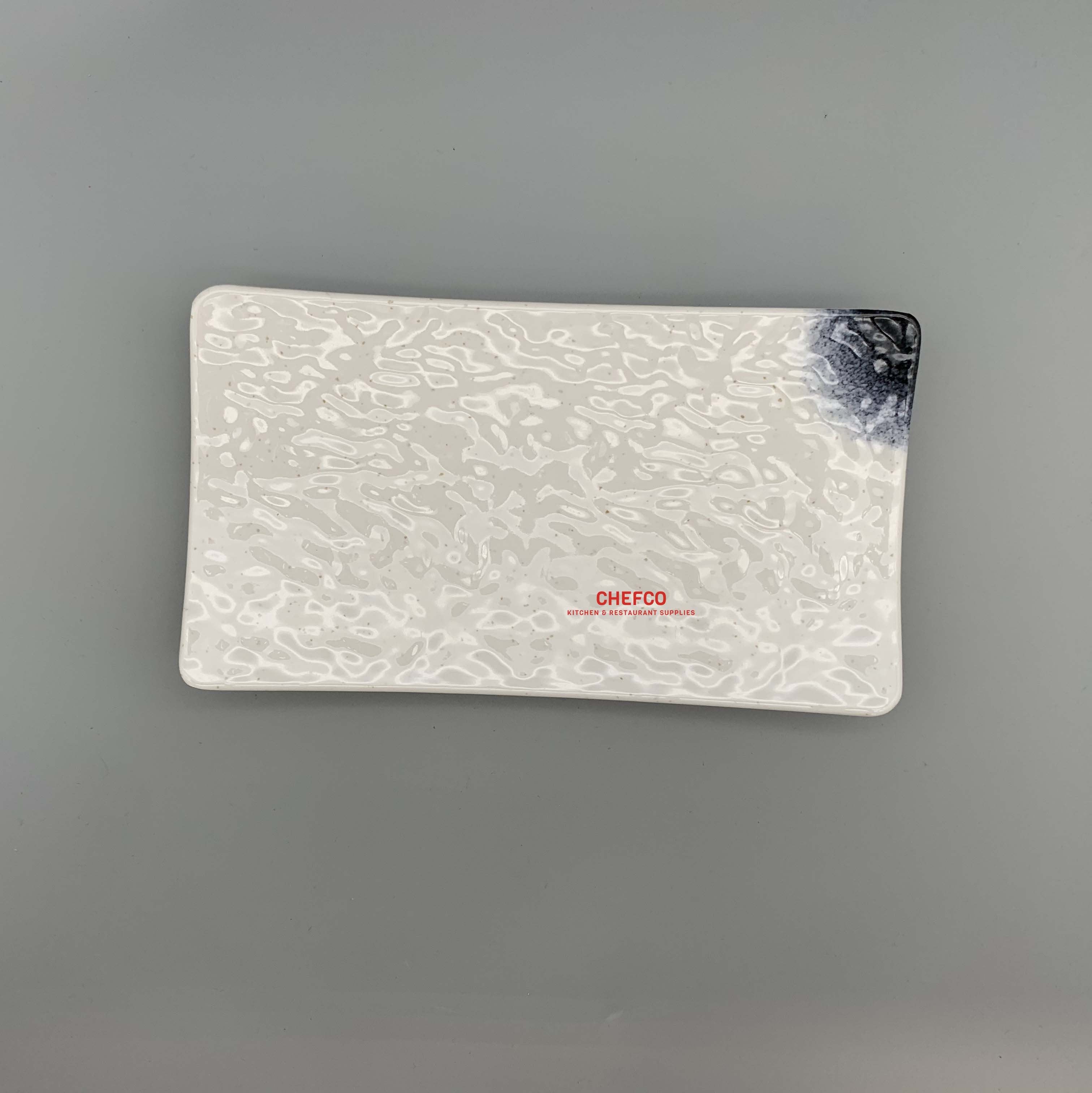 Dark Blue Ombre Hammered Pattern Flared Rectangular Melamine Plate (PF8010W) - Chefcoca