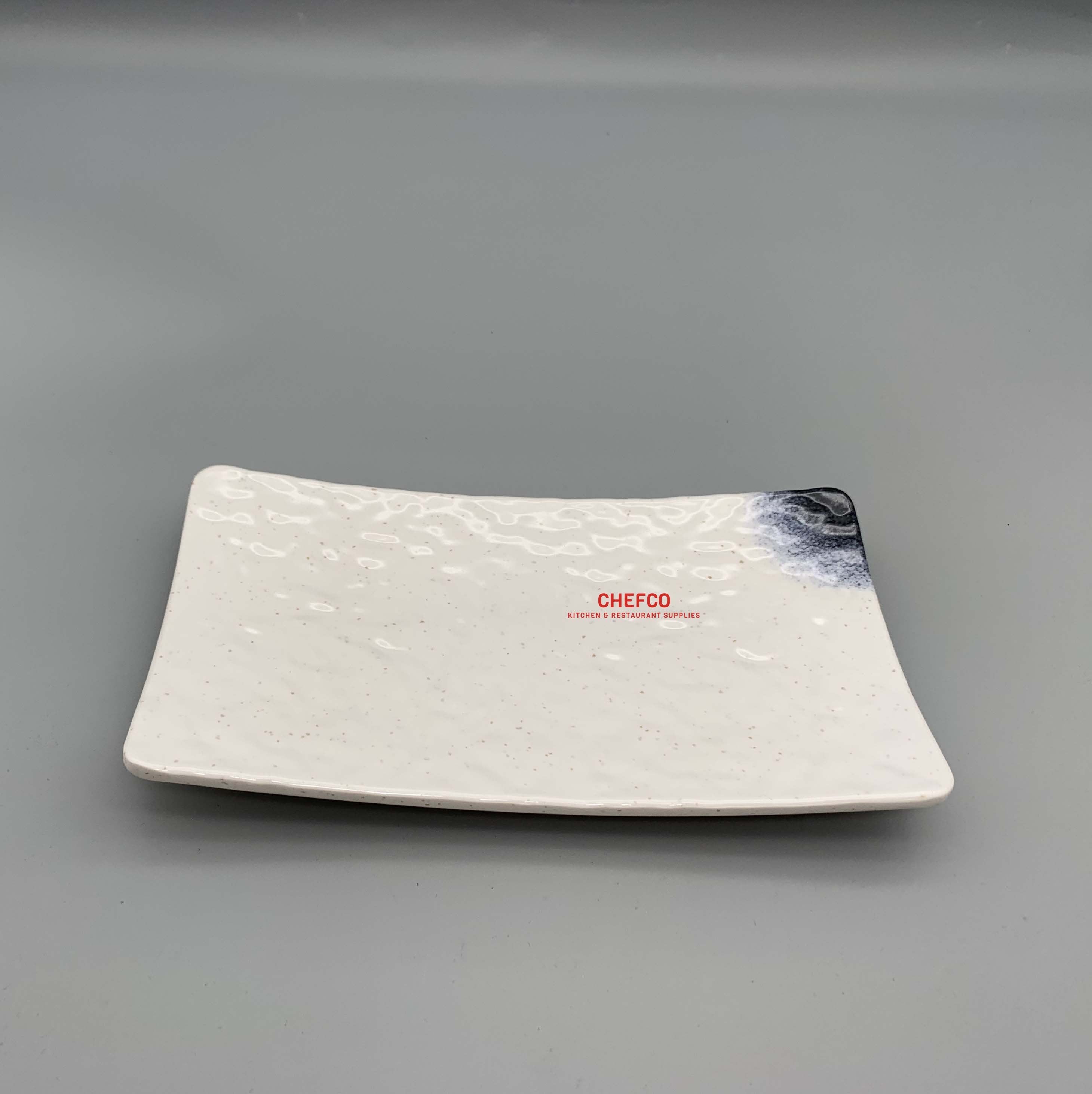 Dark Blue Ombre Hammered Pattern Flared Rectangular Melamine Plate (PF8010W) - Chefcoca