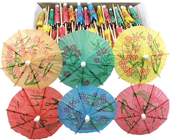 Decorative Pick with Multi Coloured Parasols (144 pieces)