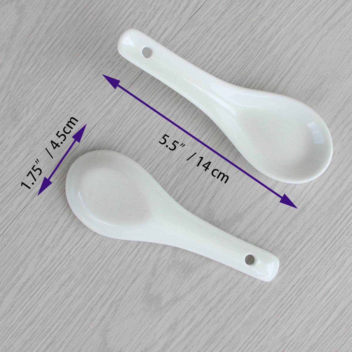 Thick White Ceramic Spoon,White Ceramic - Chefcoca