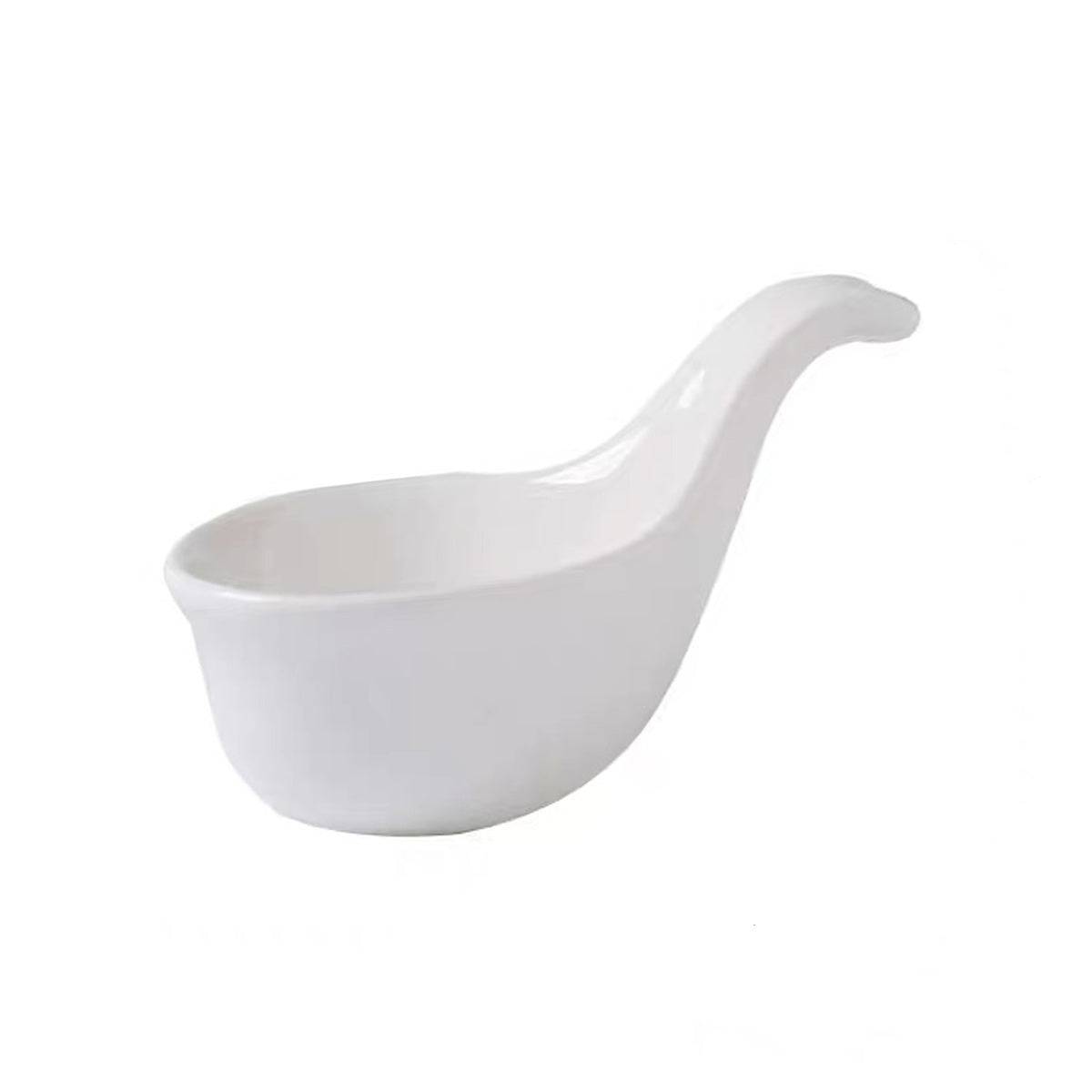 Prorelain Ceramic Sauce Spoon with hook,White Ceramic - Chefcoca