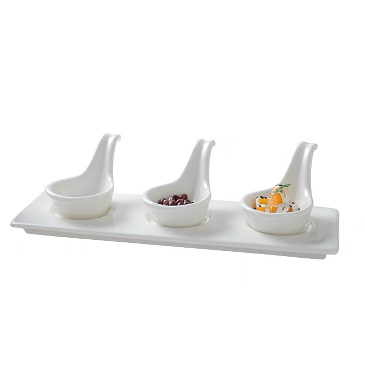 Prorelain Ceramic Sauce Spoon with hook,White Ceramic - Chefcoca