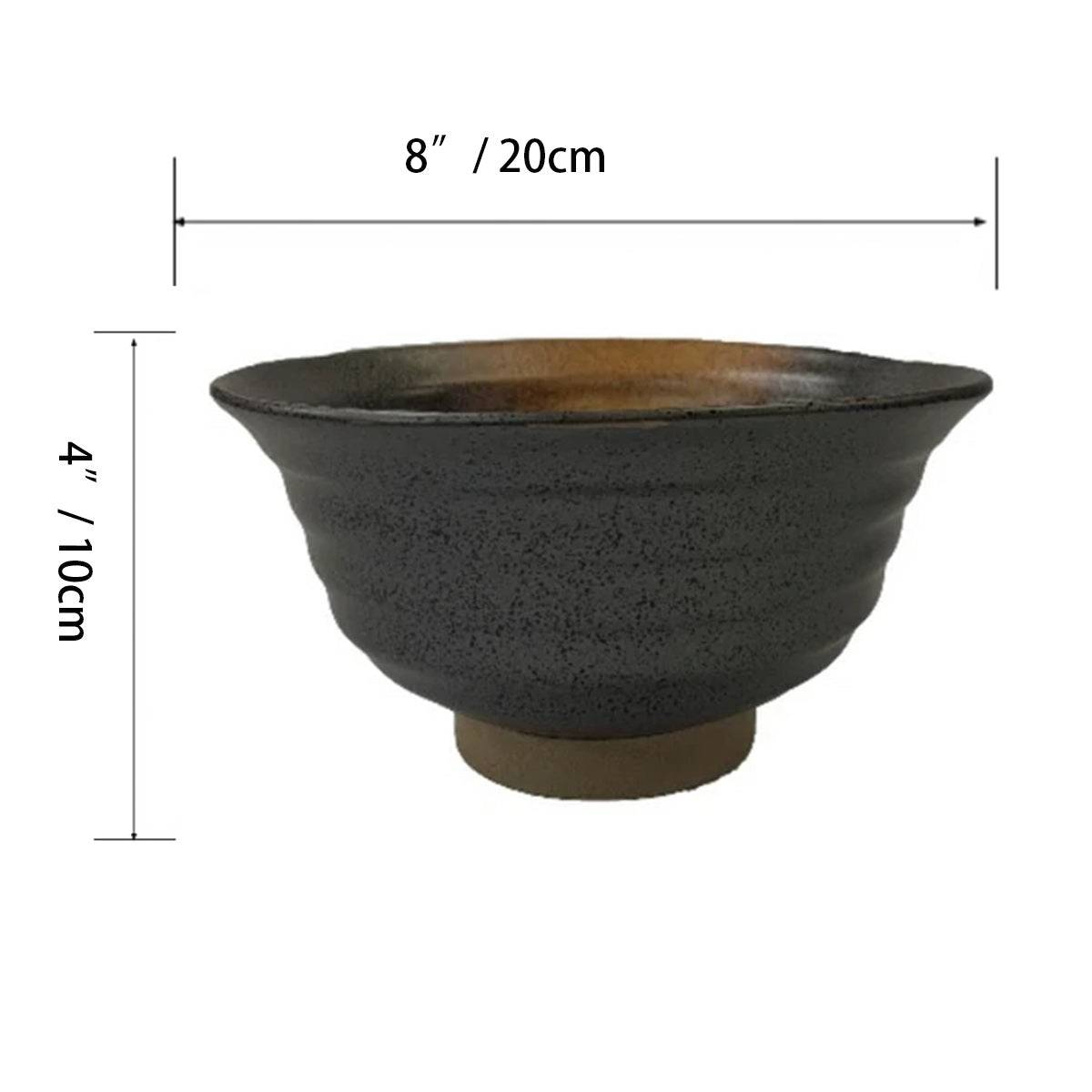 Matte Slate Speckled Noodle Bowl with Burnt Orange (8" Dia x 4"H) - Chefcoca