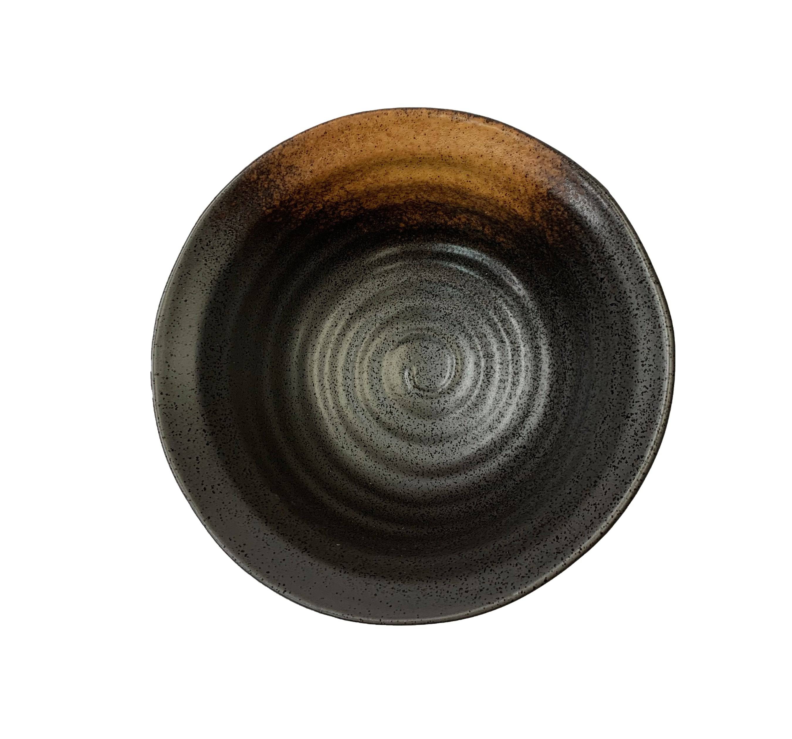 Matte Slate Speckled Noodle Bowl with Burnt Orange (8" Dia x 4"H) - Chefcoca