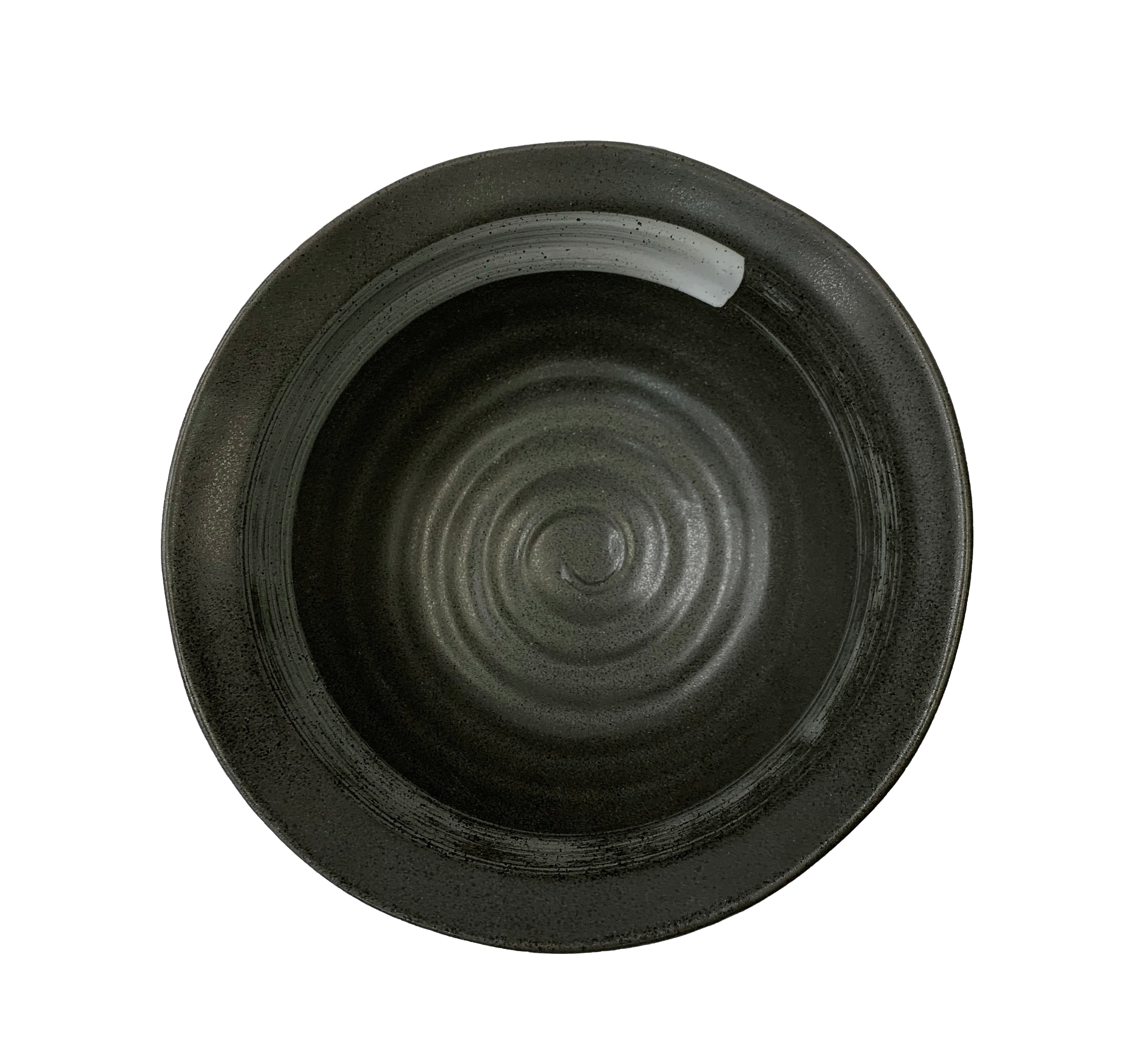 Matte Slate Speckled Noodle Bowl with Grey Ribbon (8" Dia x 4"H) - Chefcoca