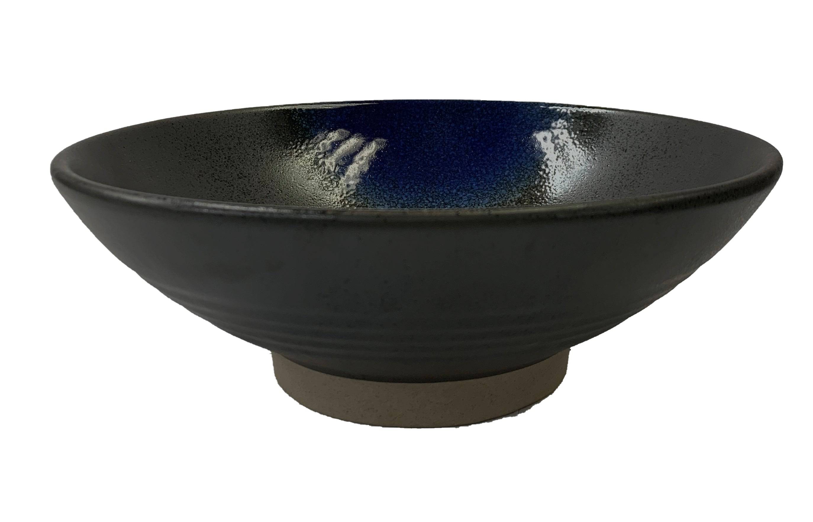 Matte Slate Speckled Noodle Bowl with Cobalt Blue (PTC00009) - Chefcoca