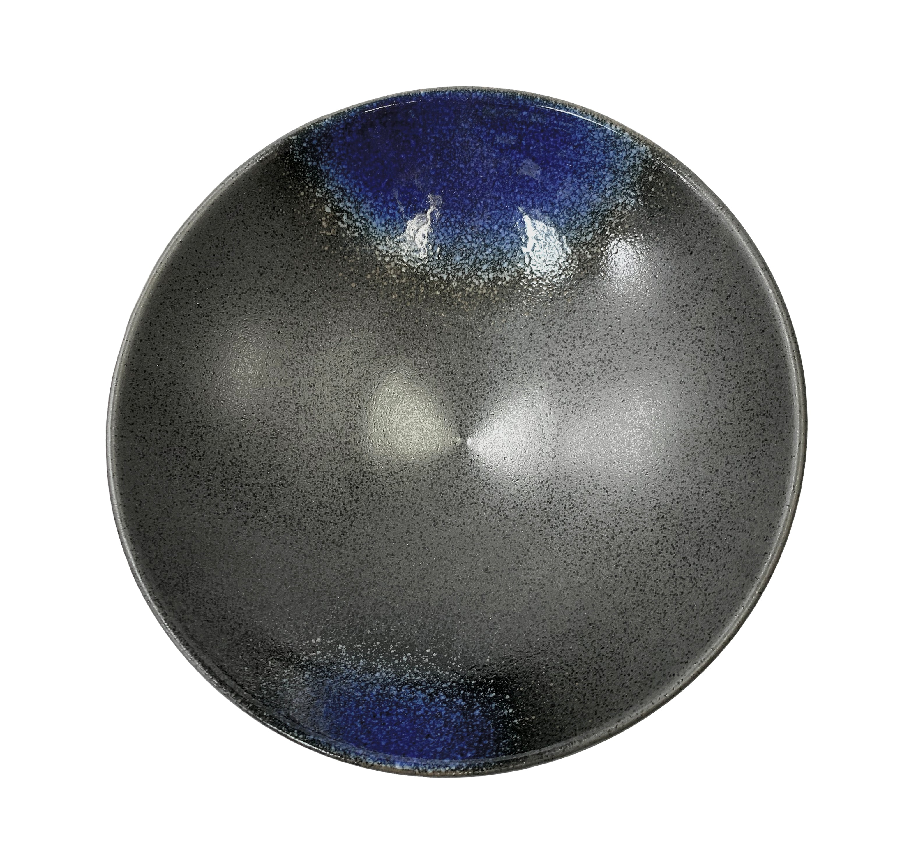 Matte Slate Speckled Noodle Bowl with Cobalt Blue (PTC00009) - Chefcoca