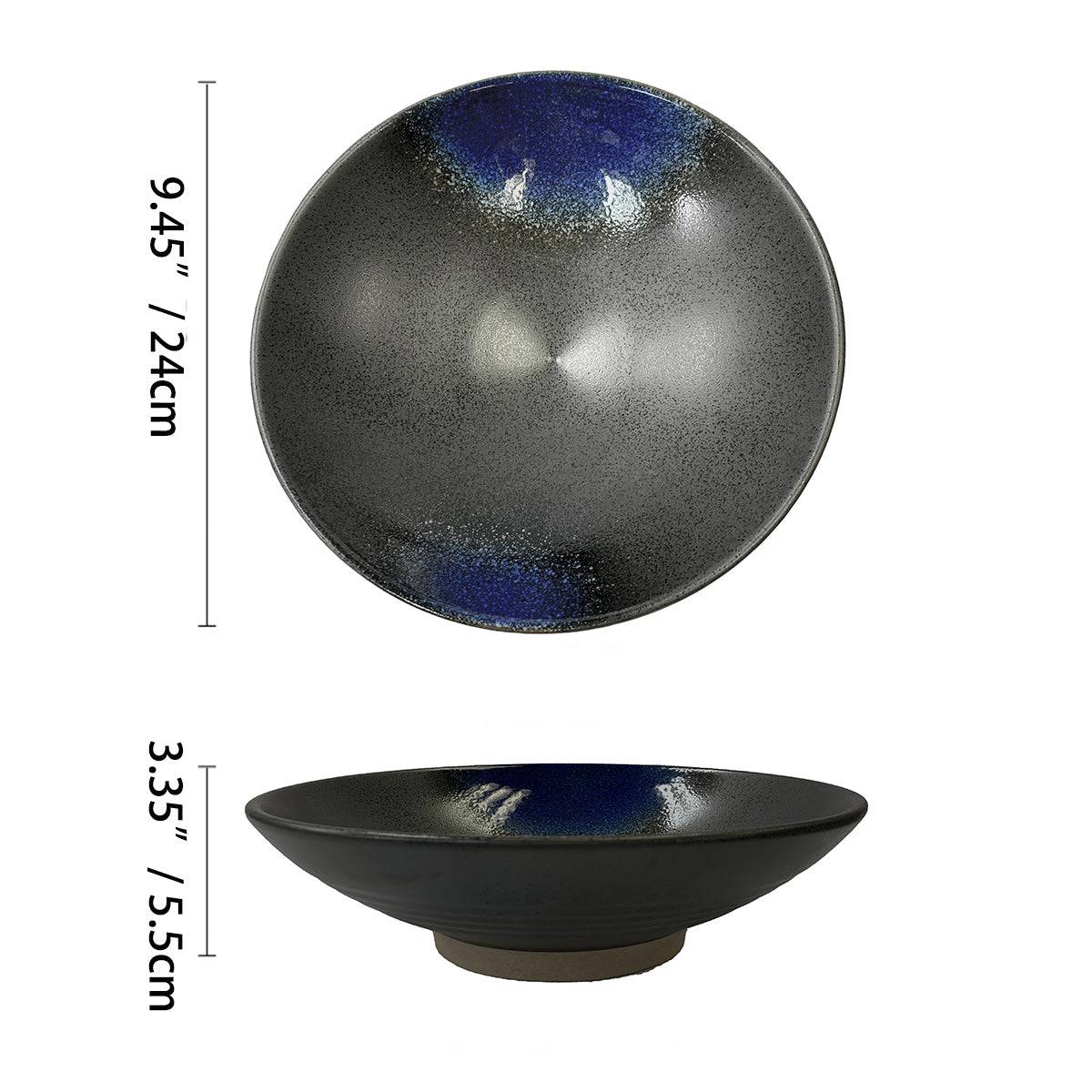 Matte Slate Speckled Noodle Bowl with Cobalt Blue (PTC00009) - Chefcoca