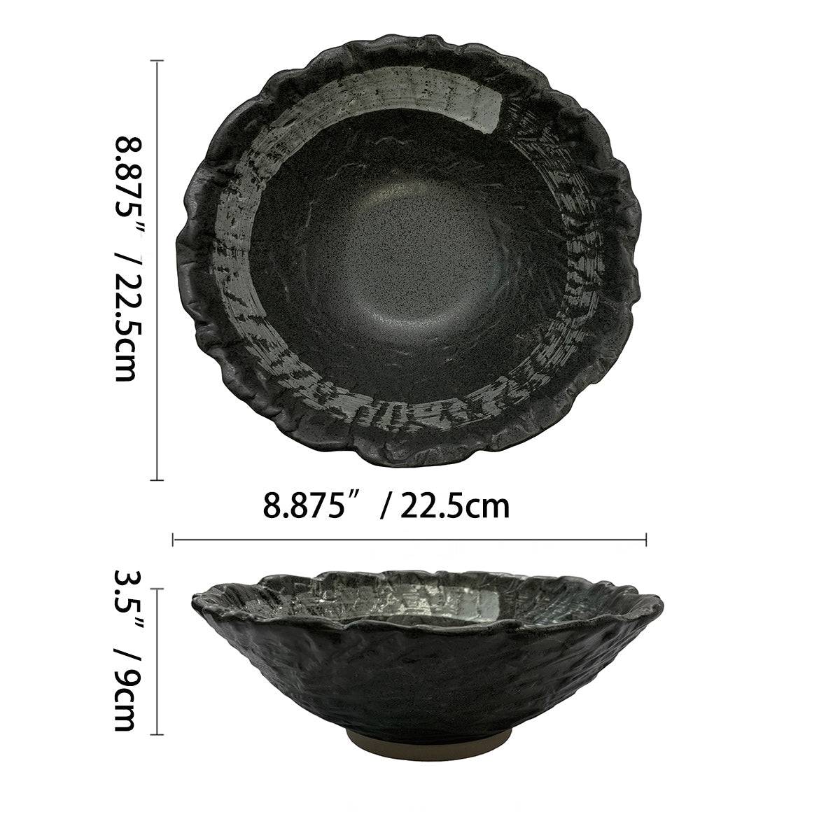 Matte Slate Speckled Noodle Bowl with Grey Ribbon (PTC00010-9) - Chefcoca
