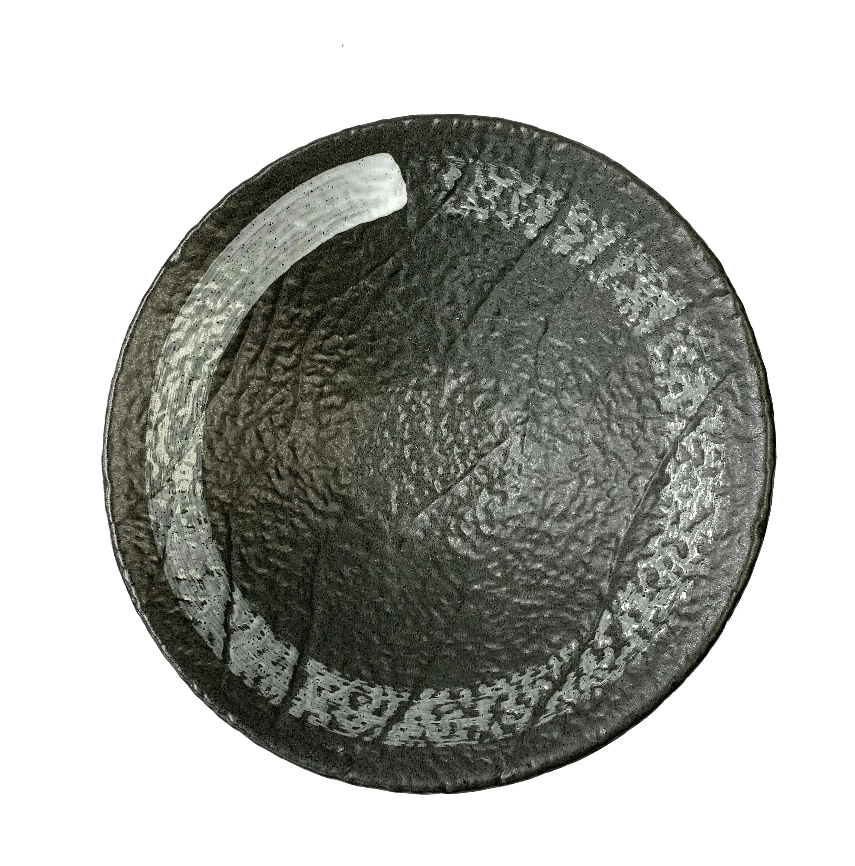 Matte Slate Speckled Shallow Bowl with Grey Ribbon (PTC00010) - Chefcoca