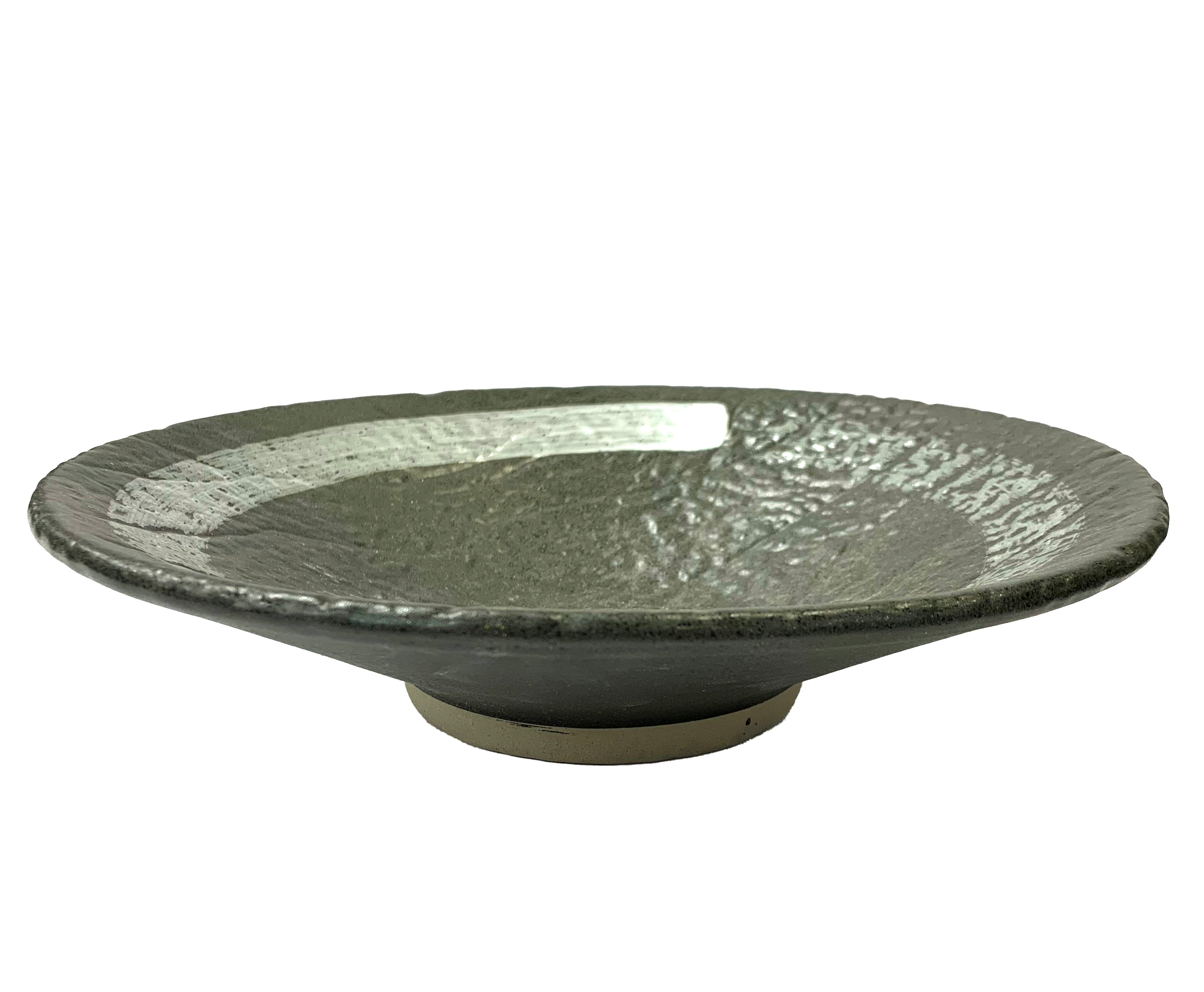 Matte Slate Speckled Shallow Bowl with Grey Ribbon (PTC00010) - Chefcoca