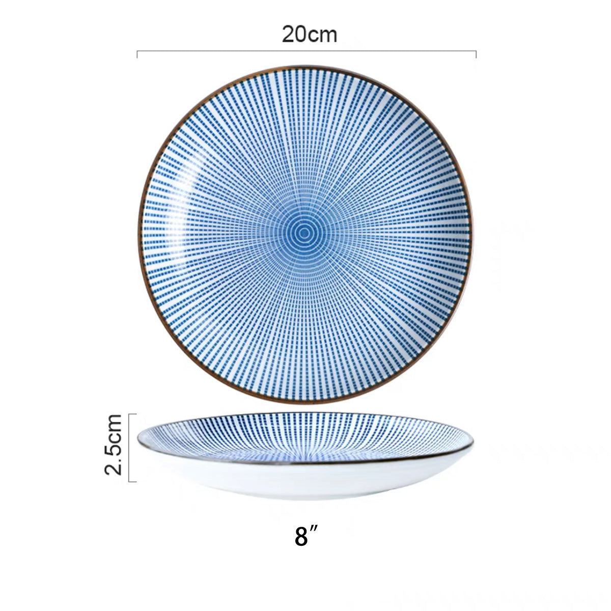 Round Plate with Blue Lines - Chefcoca