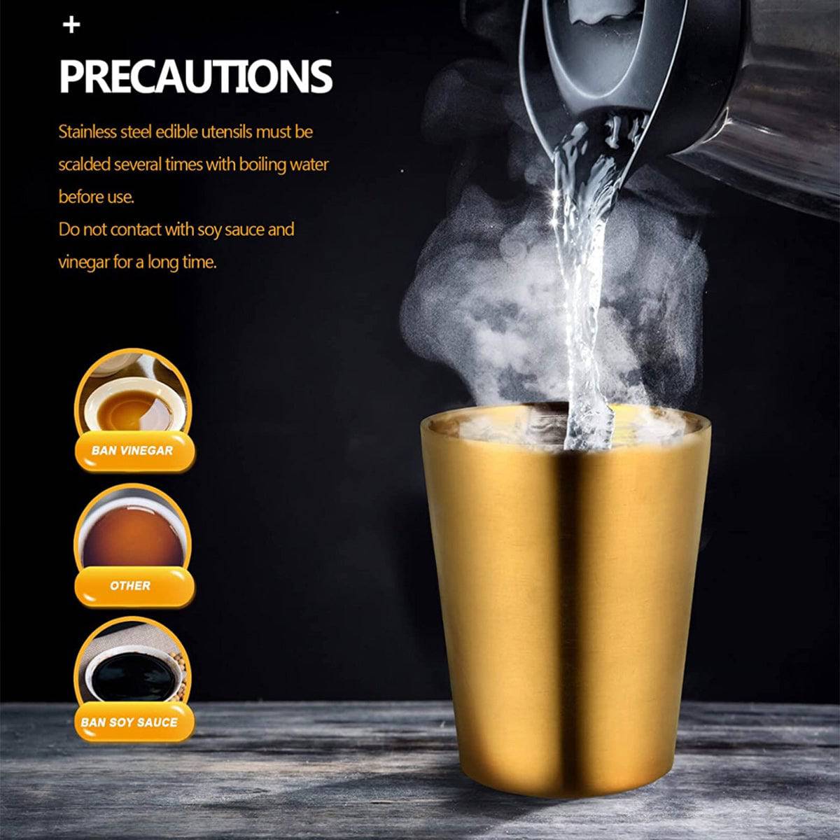 Stainless Steel , Double Wall Insulated Mug-Gold - Chefcoca