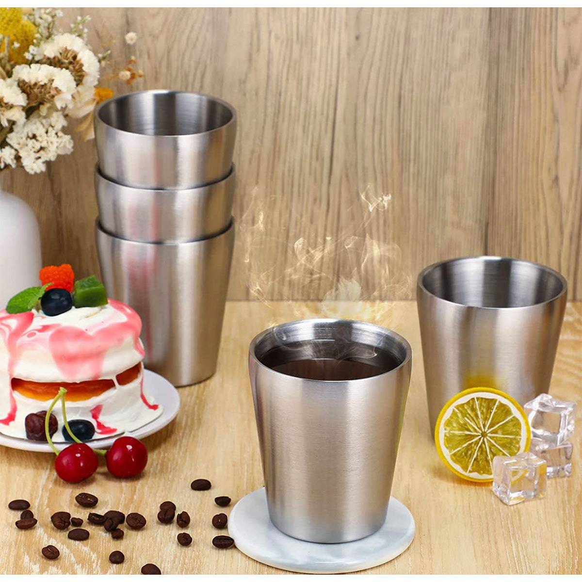 Stainless Steel , Double Wall Insulated Mug-Silver - Chefcoca