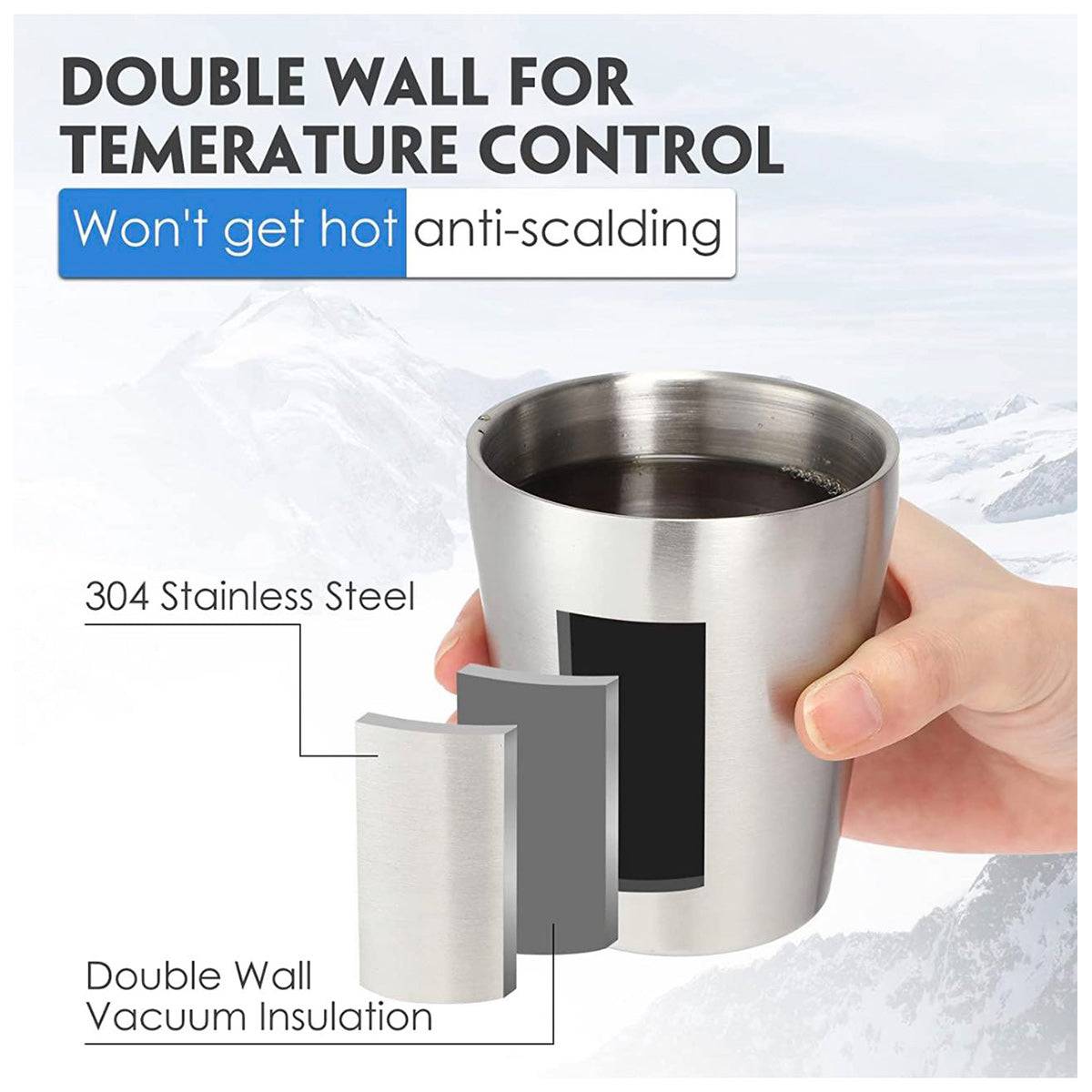Stainless Steel , Double Wall Insulated Mug-Silver - Chefcoca