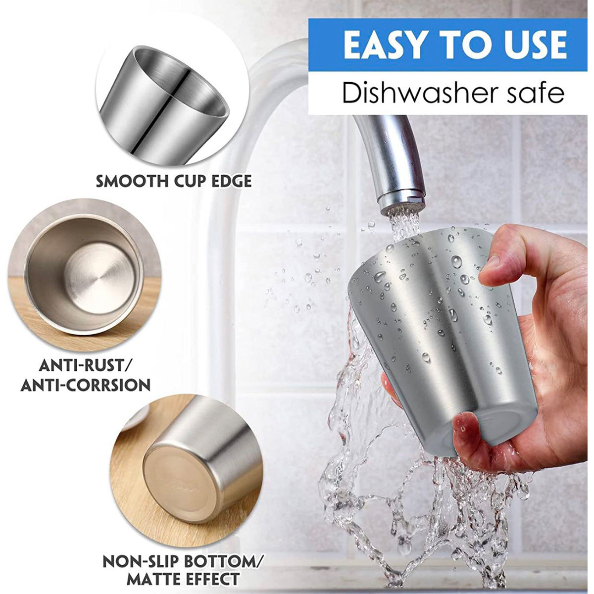 Stainless Steel , Double Wall Insulated Mug-Silver - Chefcoca