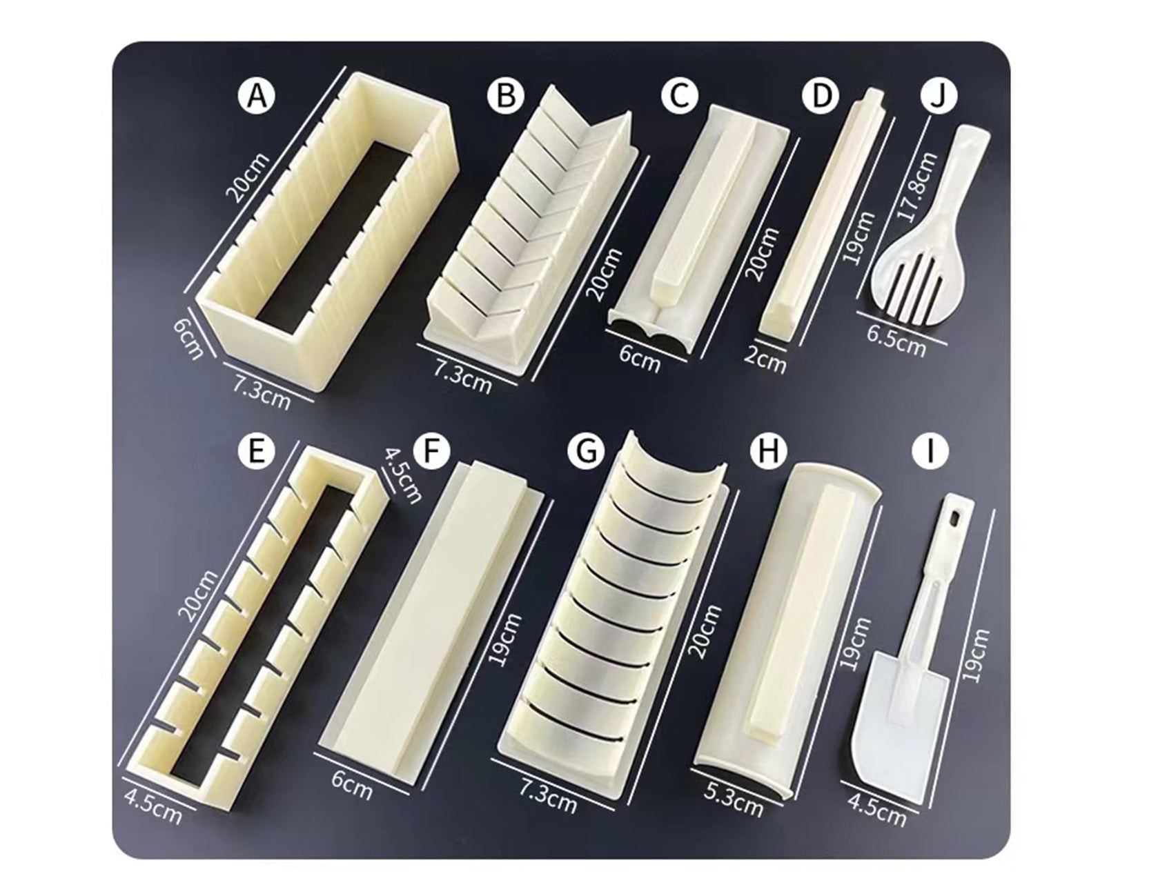 Plastic Sushi Box Mold Kit, 10 Piece set - Chefcoca