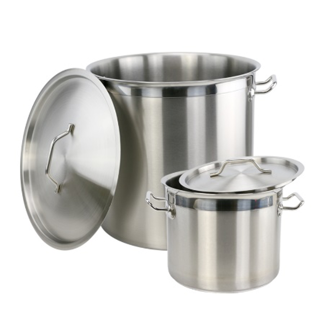 Heavy-Duty Stainless Steel Stock Pot with Lid Set with Reinforced Handles (25-60cm Dia x 25-80cm Height/12.5L-226L) - Chefcoca