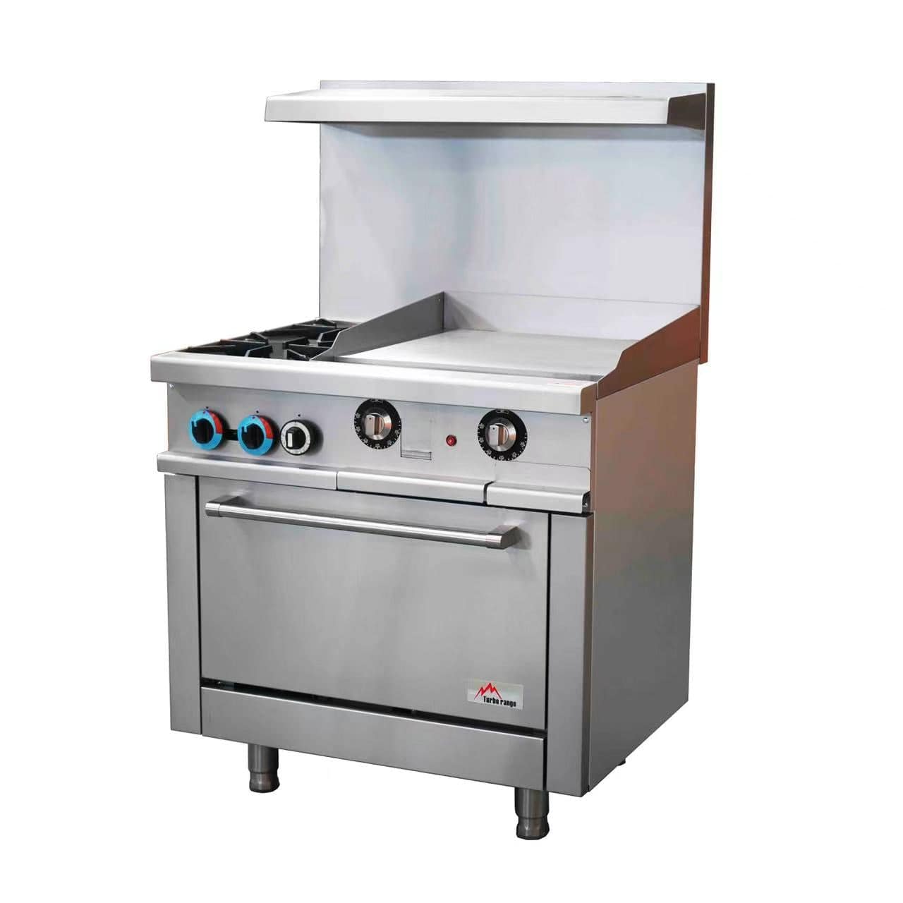 Turbo Range Liquid Propane 2 Burner 36" Range with 24" Thermostatic Griddle and Standard Oven Base - Chefcoca