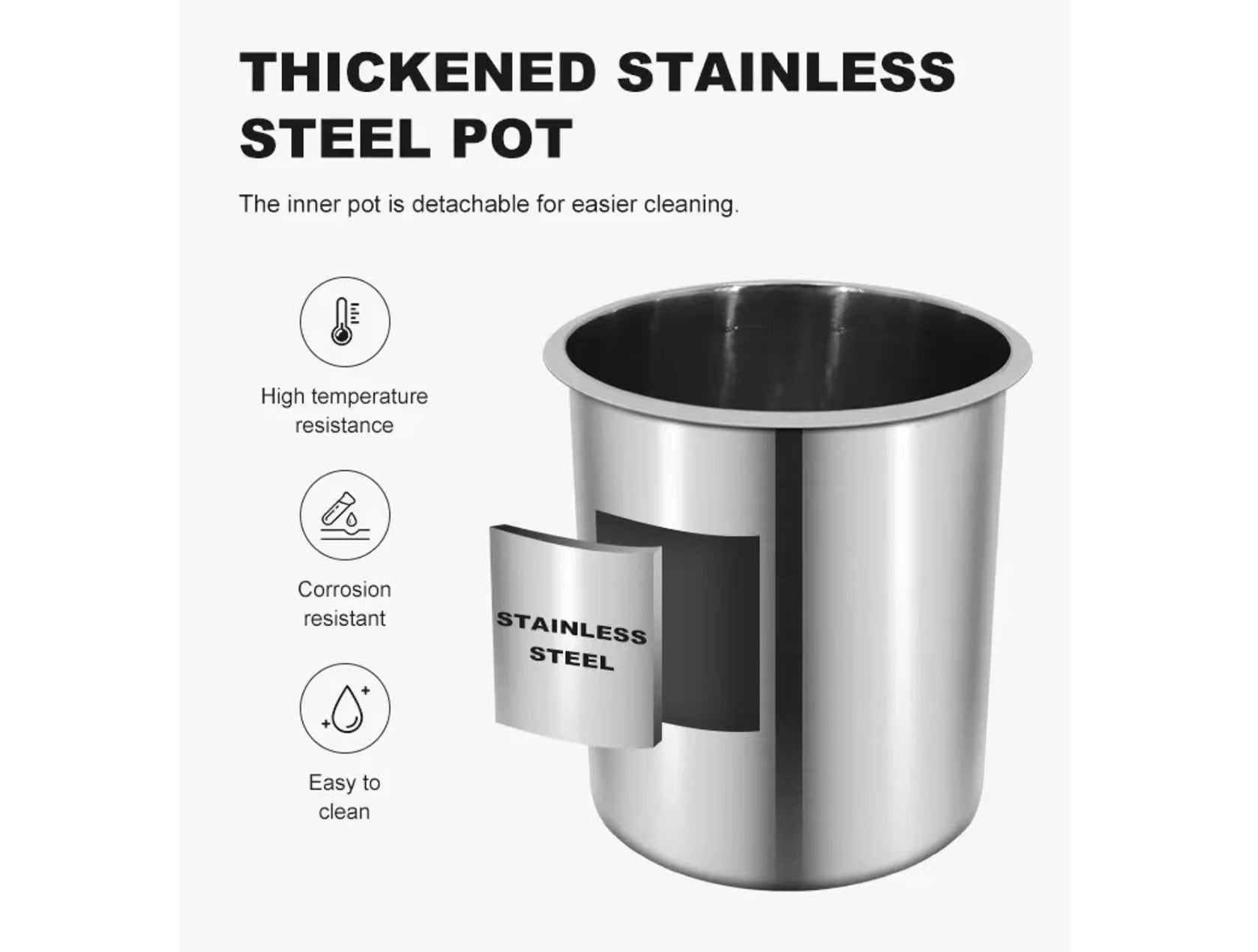 10.5 Quart Commercial Electric Soup Warmer with Stainless Steel Pot and Hinged Lid, Black - Chefcoca