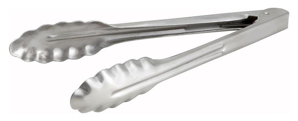 UT-9HT - Stainless Steel Utility Tongs, Extra Heavyweight - 9" - Chefcoca