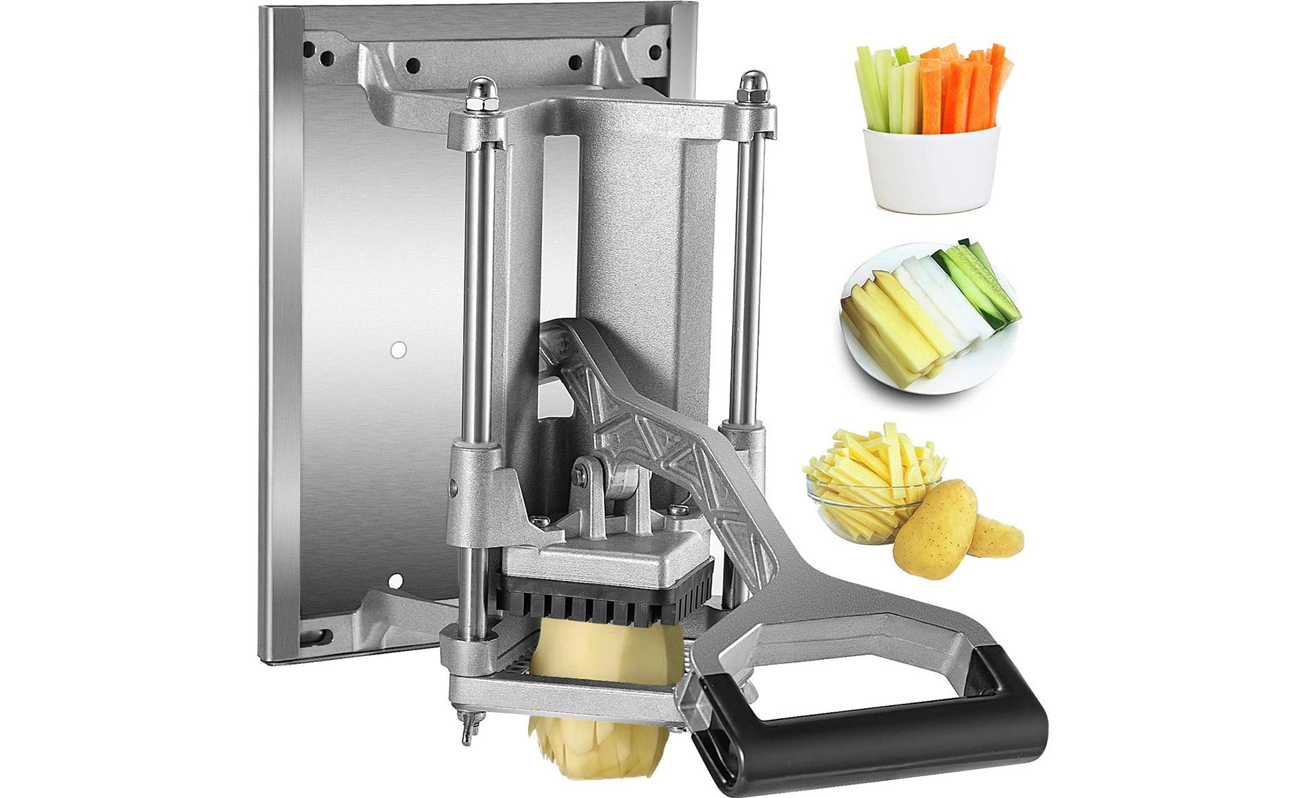 Heavy Duty French Fry Cutter, Wall Mounted, With Blade Size: 3/8”,1/2“,1/4” &8 Wedger - Chefcoca