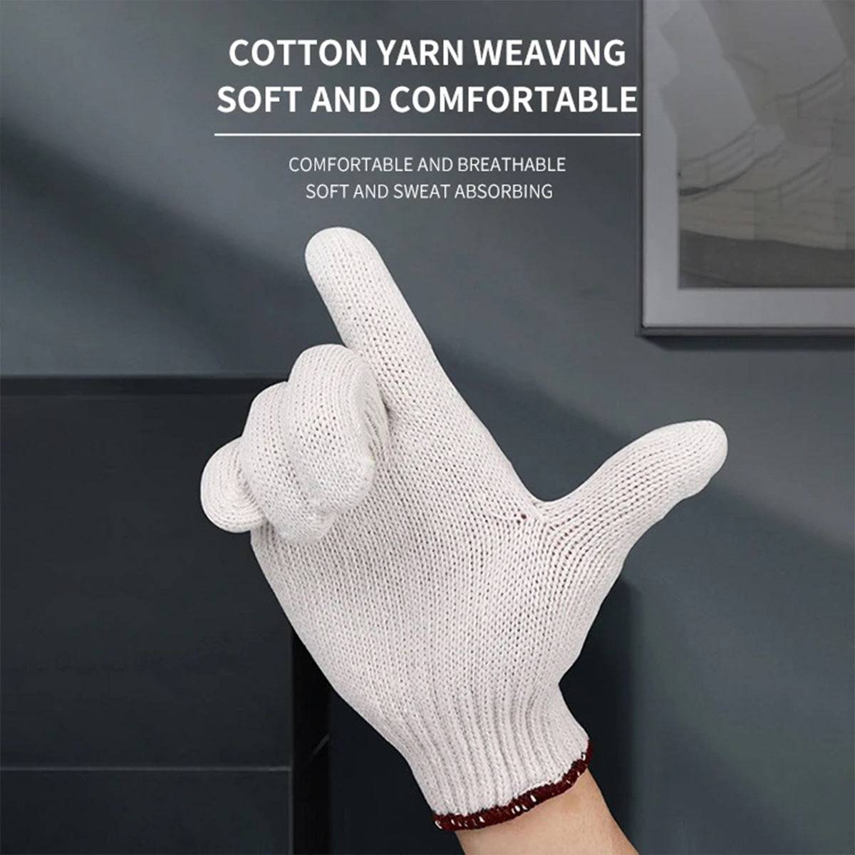 White Cotton Gloves, Brown, 12 Pairs/Pack - Chefcoca