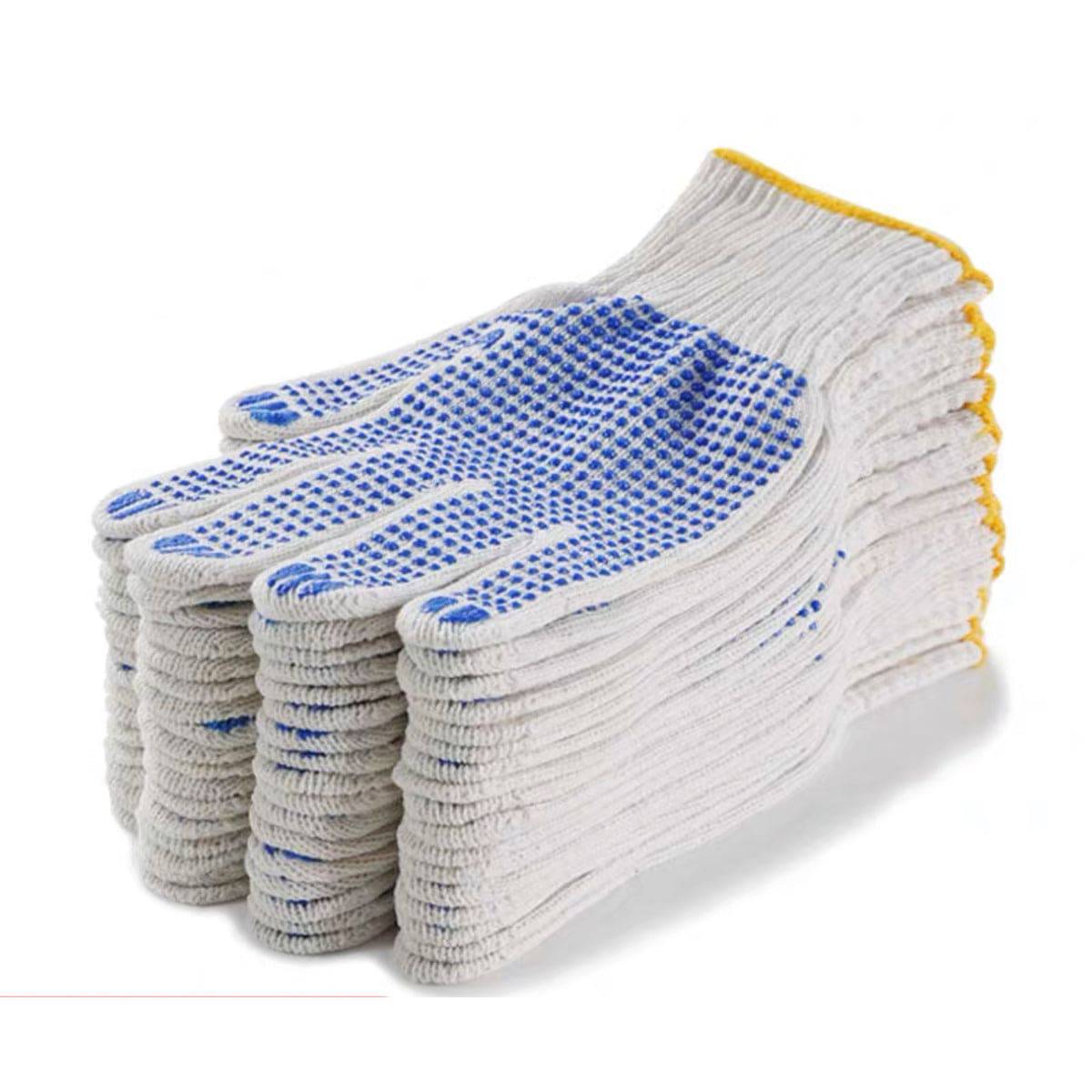 White Cotton Gloves with PVC Dots, 12 Pairs/Pack - Chefcoca