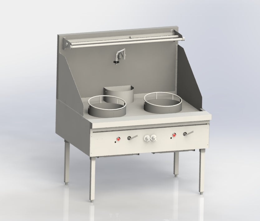 Turbo Range 48" Double Burner Wok Range, Natural Gas 160,000 BTU/hour (48"W x 39"D x 57"H) - Chefcoca