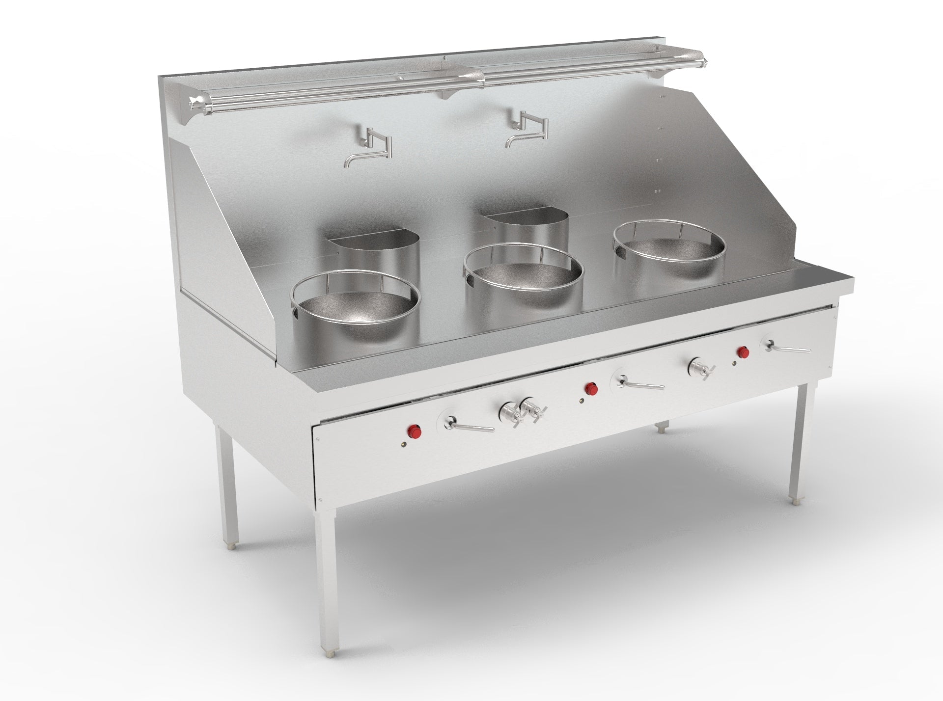 Turbo Range 72" Triple Burner Wok Range, Natural Gas 240,000 BTU/hour (72"W x 39"D x 57"H) - Chefcoca