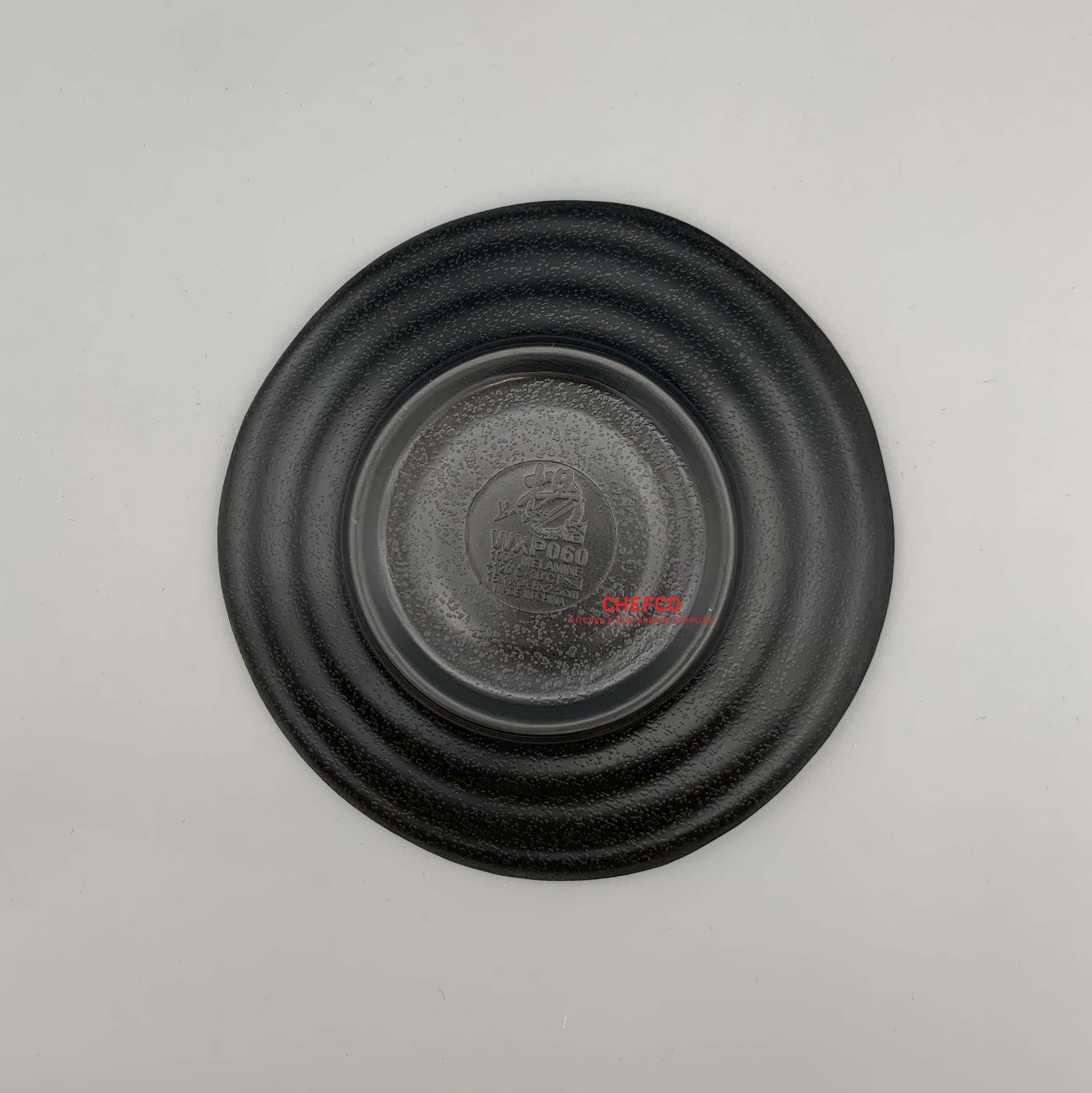Matte Black Geometric Pattern Round Melamine Plate (WXP060) - Chefcoca