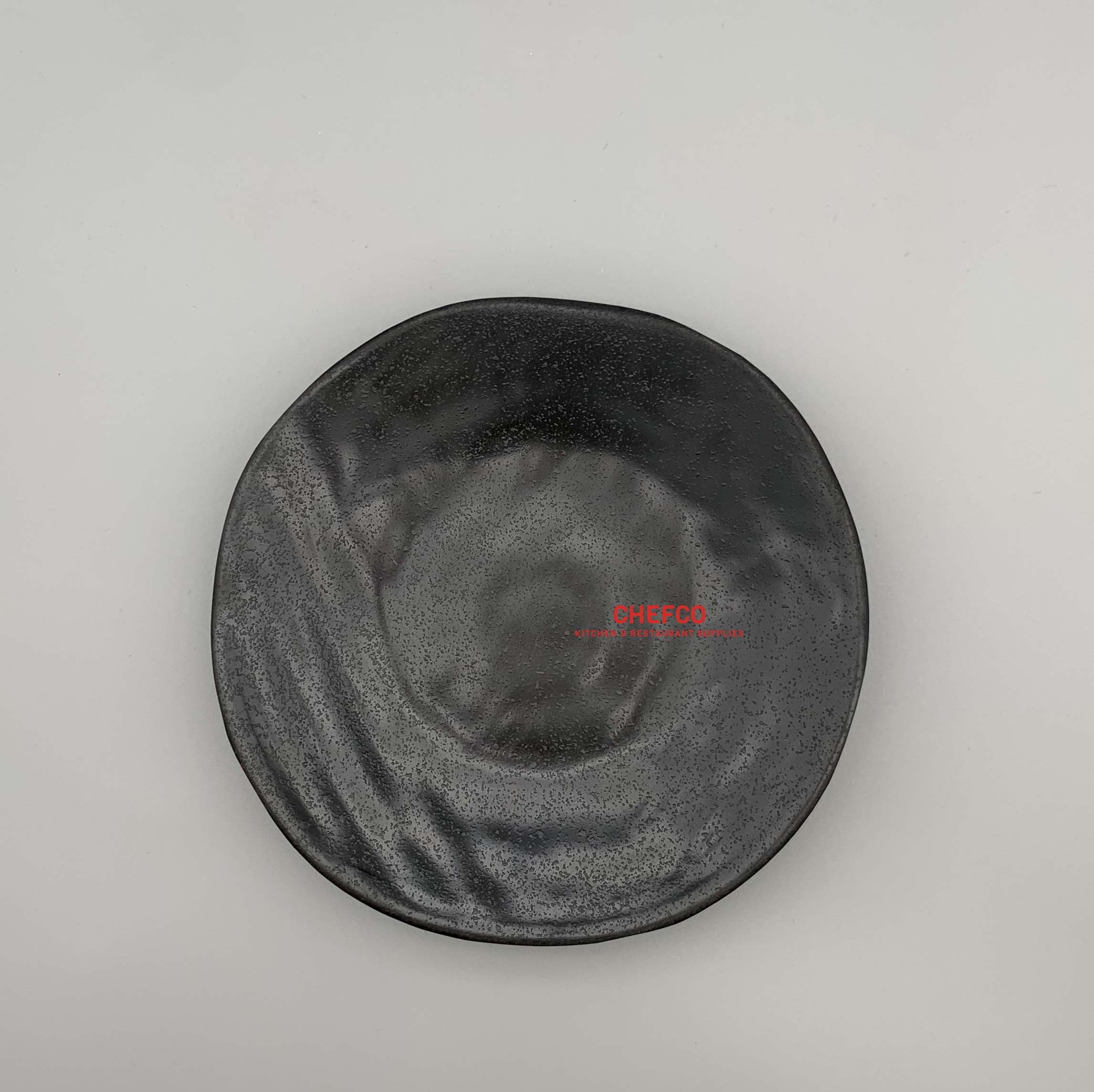 Matte Black Geometric Pattern Round Melamine Plate (WXP060) - Chefcoca