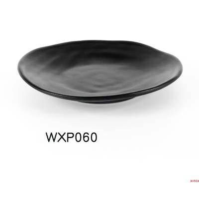 Matte Black Geometric Pattern Round Melamine Plate (WXP060) - Chefcoca