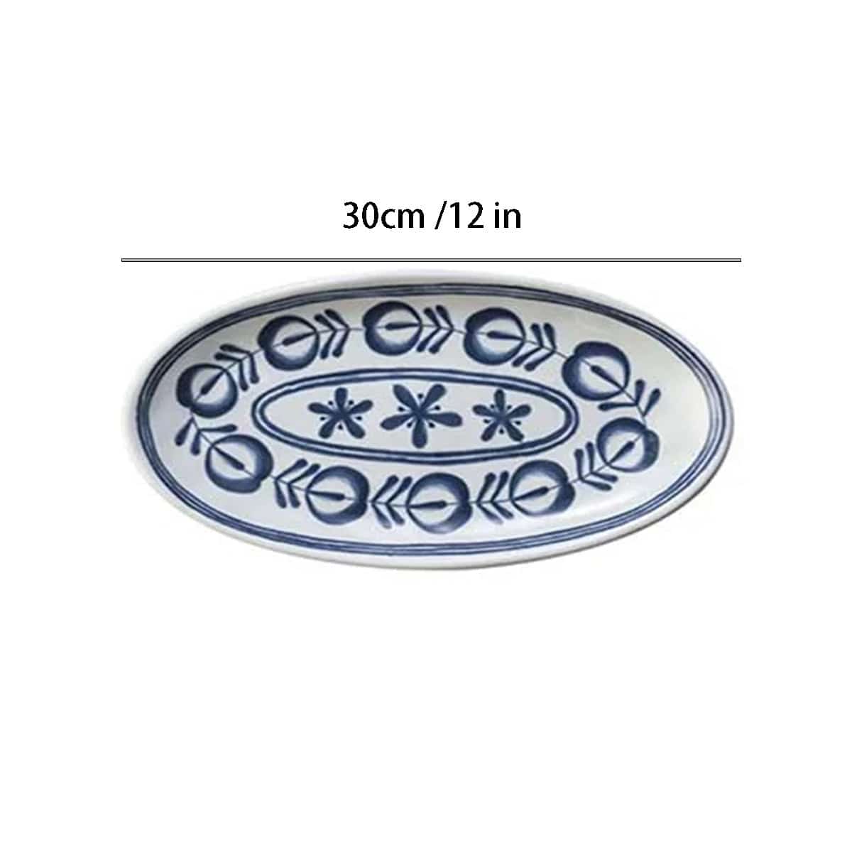 Melamine Oval Plate with Blue Vine Pattern (Y-3508BV,Y-3514BV,Y-3514BV) - Chefcoca