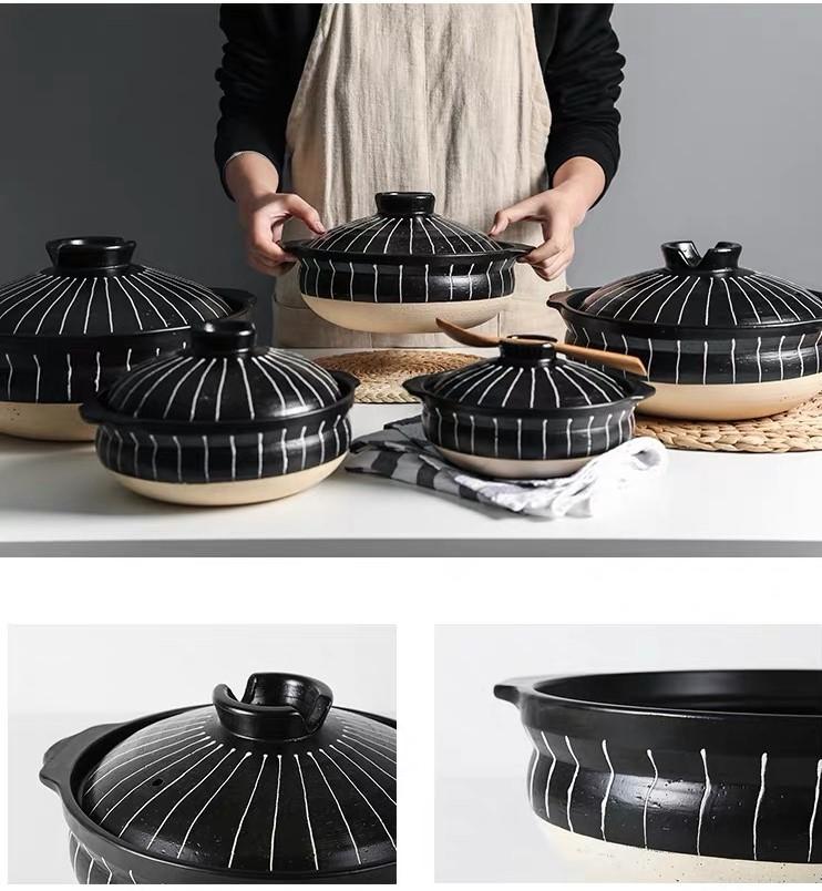 Japanese Ceramic Clay Braising and Casserole Shoal Pot with Lid (Y1118-6,Y1118-10) - Chefcoca
