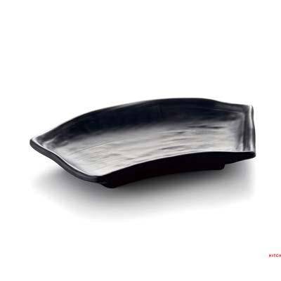 Matte Black Fan Shaped Melamine Plate (YG140007) - Chefcoca