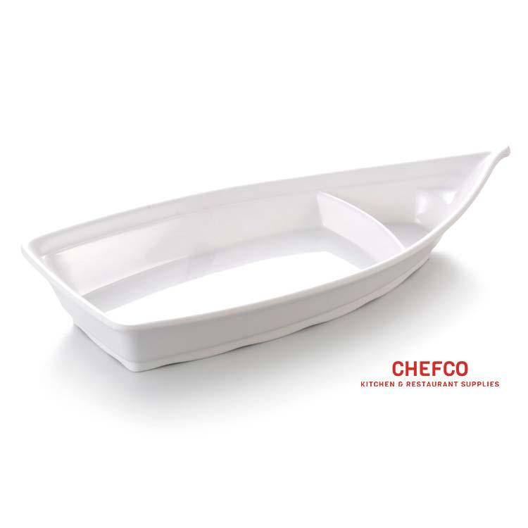 White Melamine Ship Shaped Platter (YG143002) - Chefcoca
