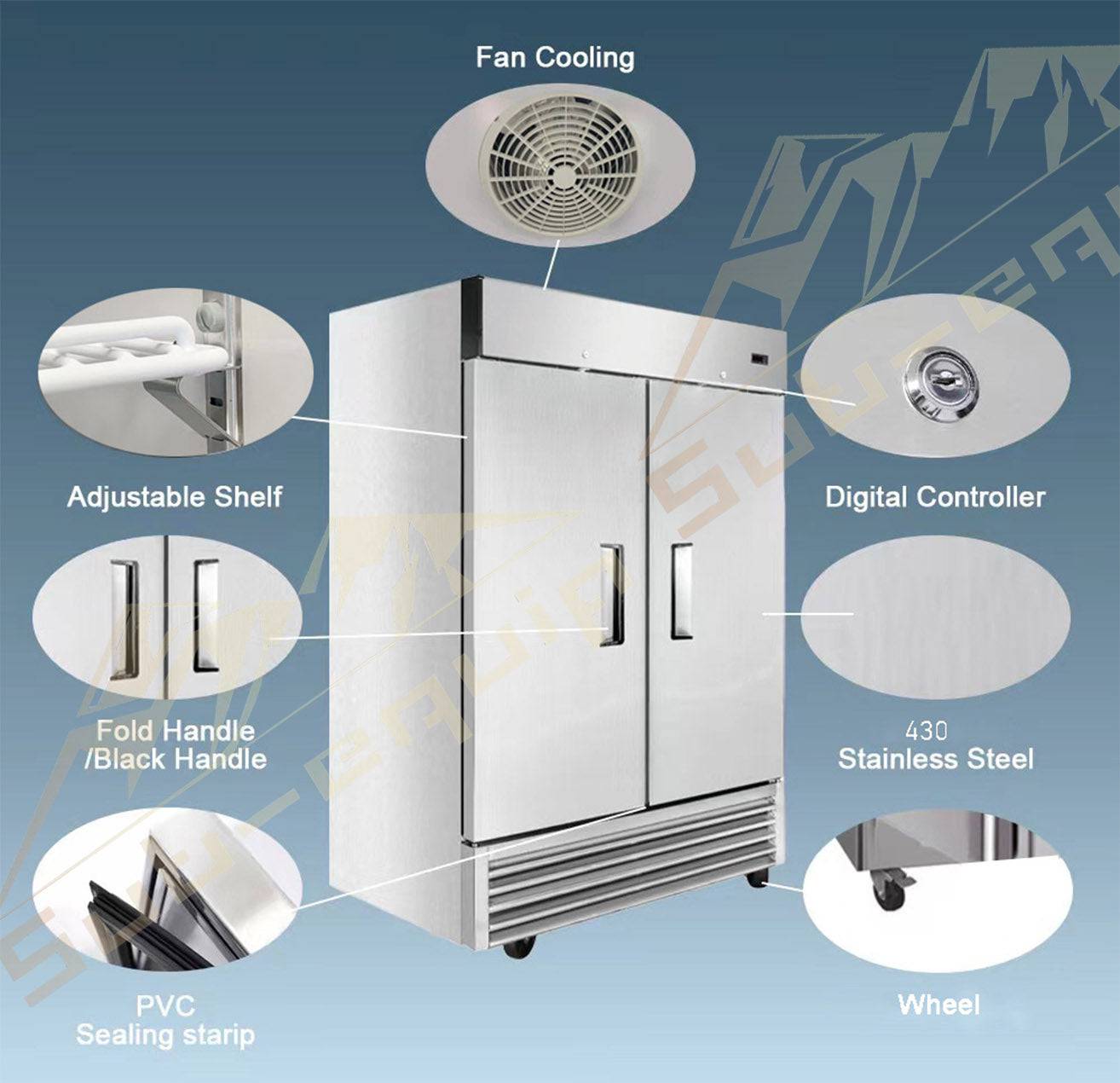 Sub-equip, 19" Solid Single Door Bottom Mount Compressor Reach-in Refrigerator,C-19BR - Chefcoca