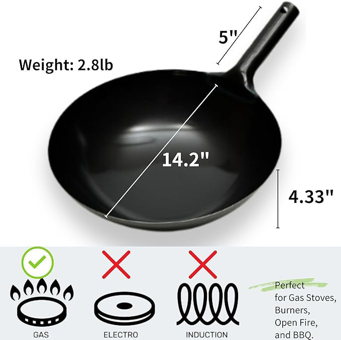 Lightweight and Durable Asian Wok, Made In Japan - 14.2 inch 36cm