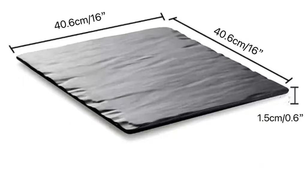 CHEFCO, M418094B, Black Matte Square Melamine Flat Plate( L40.6cm/16"x W40.6cm/16" x H 1.5cm/0.6") - Chefcoca