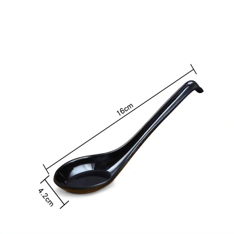 Black Melamine Soup Spoon with Hooked Handle (044B)