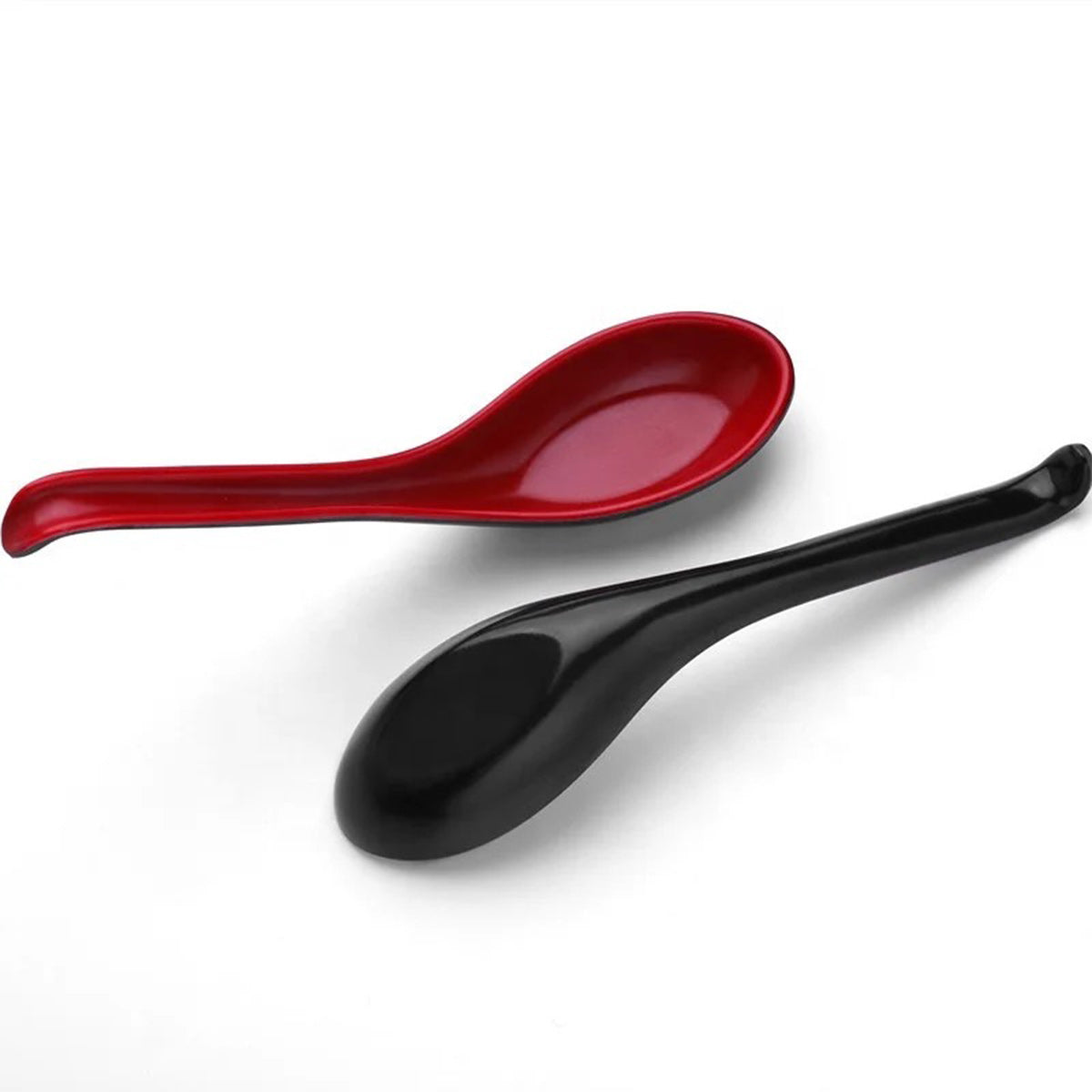 Black and Red Melamine Soup Spoon with Hooked Handle （044R/S600R））